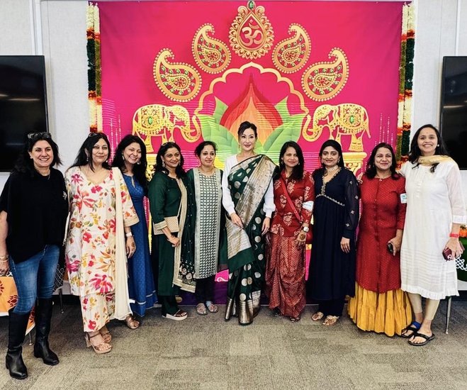 MPPFA team in Indian dress at Diwali backdrop