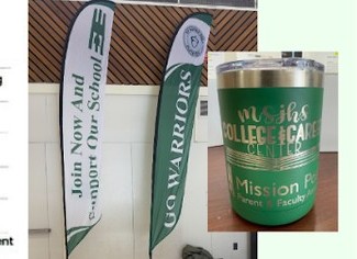 MPPFA booth — flags & tumblers