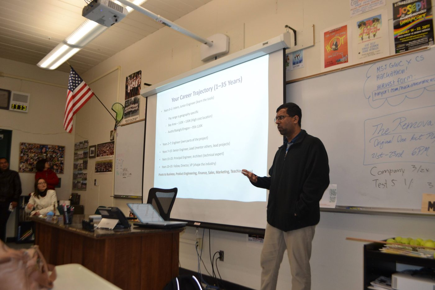 Industry expert presenting Career Trajectory seminar to students